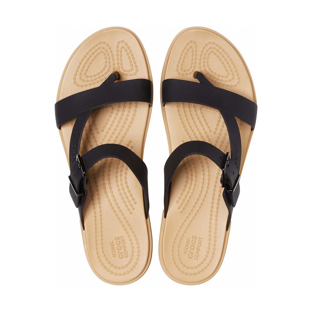Black Women's Crocs Tulum Toe Post Sandal Sandals | NZ 0476ILHS